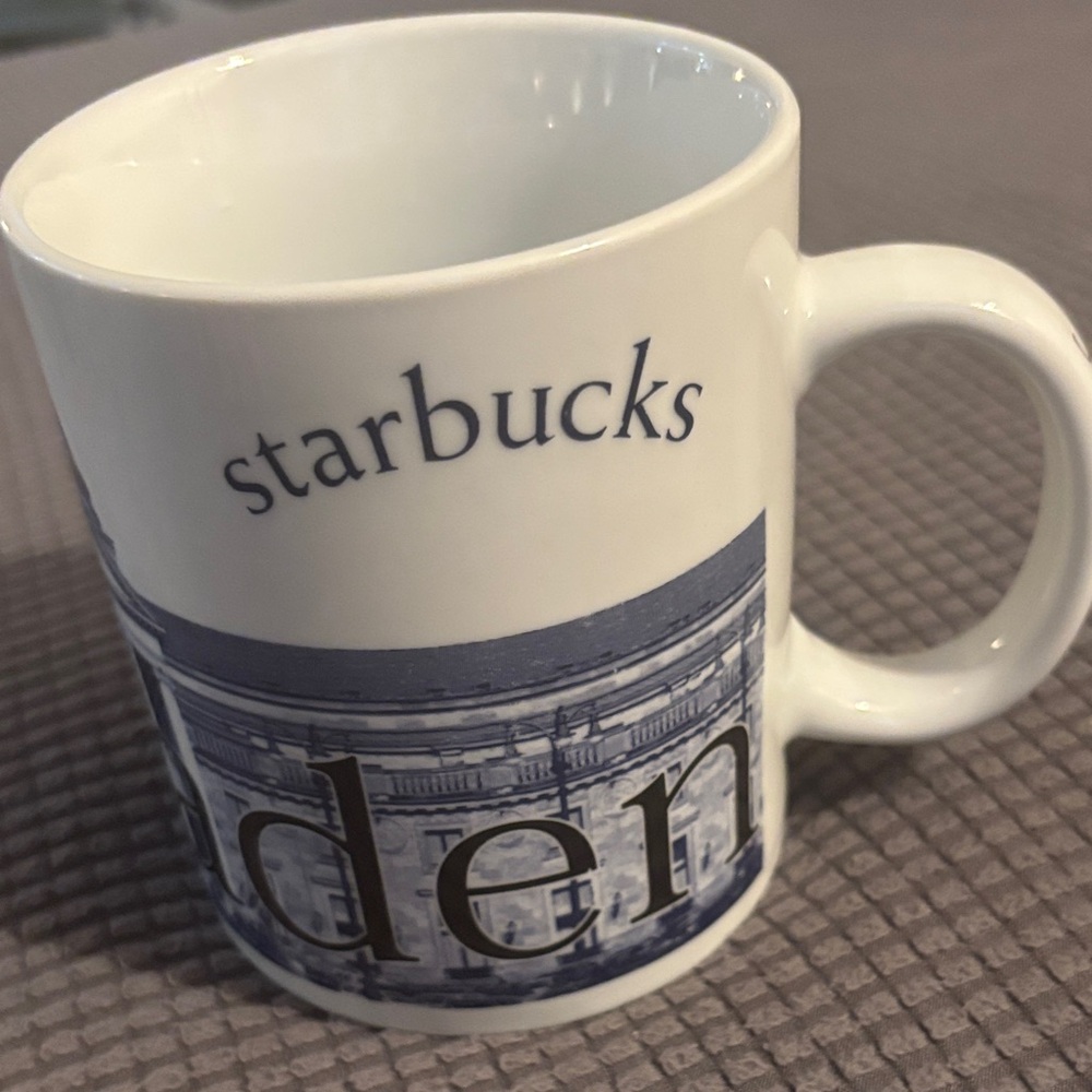 Starbucks White and Blue Graphic Mug